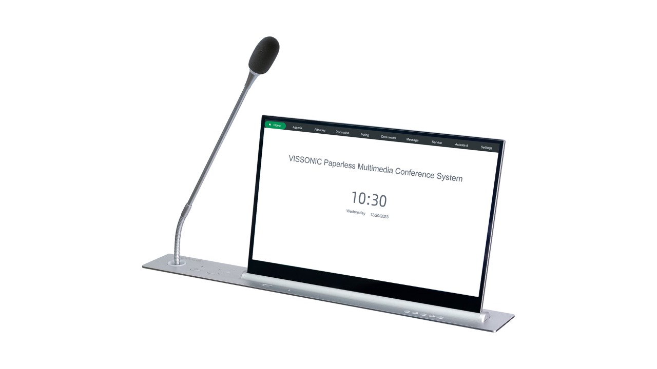 Моторизованный выдвижной монитор 17" с микрофоном делегата Vissonic VIS-17LSSCM-D
